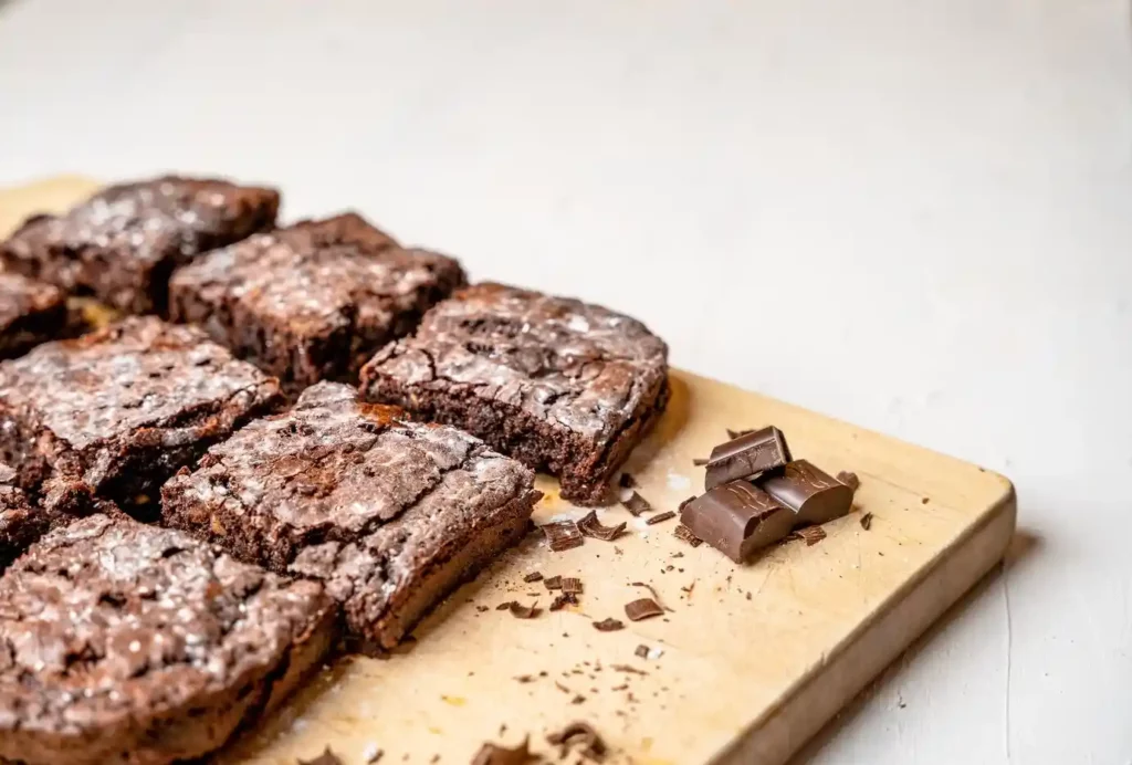 Freshly baked chocolate brownies