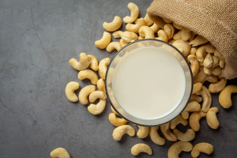 Cashew milk on the table